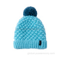 Hand Knitted Beanie Hats Fashioned Acrylic Pom pom Beanie with Fleece lining Manufactory